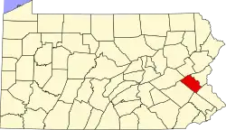 State map highlighting Lehigh County