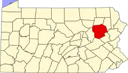 State map highlighting Luzerne County