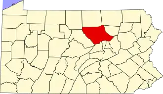 State map highlighting Lycoming County