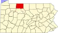 State map highlighting McKean County