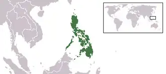Location of the Philippines in Southeast Asia.