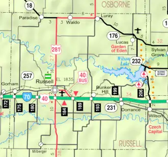 KDOT map of Russell County (legend)
