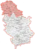 Map showing Vojvodina within Serbia