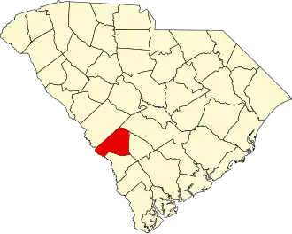 State map highlighting Barnwell County