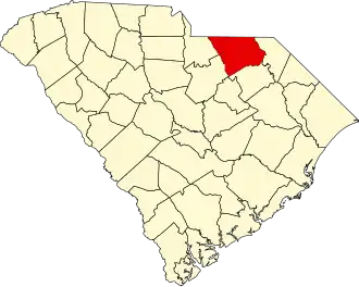 State map highlighting Chesterfield County