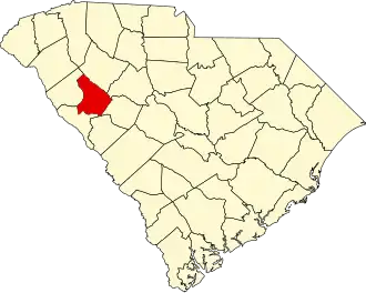 State map highlighting Greenwood County