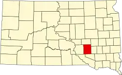 State map highlighting Aurora County