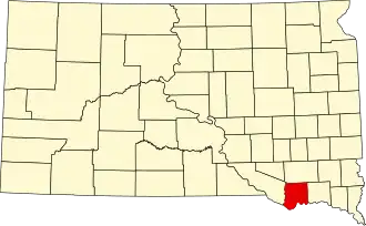 State map highlighting Bon Homme County