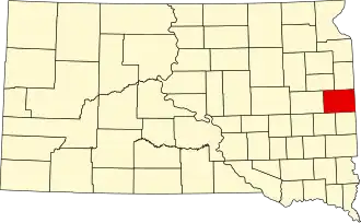 Map of South Dakota highlighting Brookings County