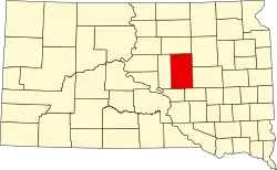 State map highlighting Hand County