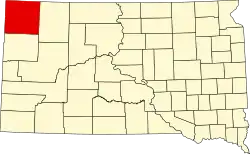 State map highlighting Harding County