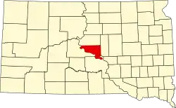 State map highlighting Hughes County
