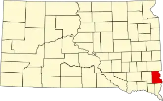 Map of South Dakota highlighting Lincoln County