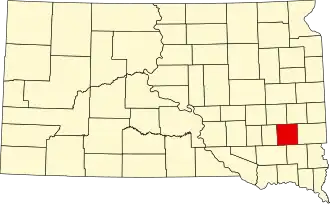 Map of South Dakota highlighting McCook County