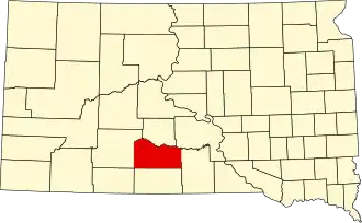 Map of South Dakota highlighting Mellette County