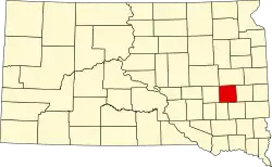 State map highlighting Miner County
