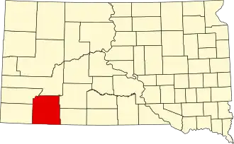 State map highlighting Oglala Lakota County