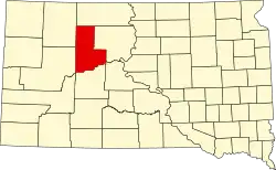 State map highlighting Ziebach County