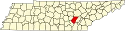 State map highlighting Bledsoe County