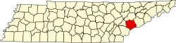 State map highlighting Blount County
