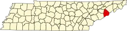 State map highlighting Cocke County