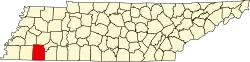 State map highlighting Hardeman County