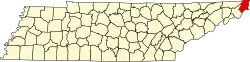 State map highlighting Johnson County