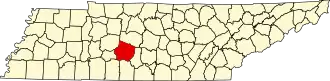 State map highlighting Maury County