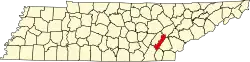 State map highlighting Meigs County