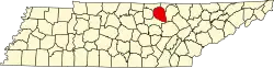 State map highlighting Overton County