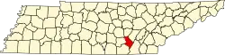 State map highlighting Sequatchie County