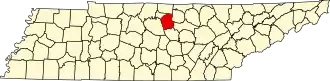 Map of Tennessee highlighting Smith County