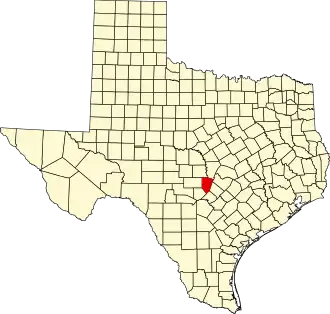 State map highlighting Blanco County