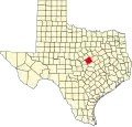 State map highlighting Coryell County