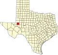 State map highlighting Ector County