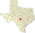 State map highlighting Gillespie County