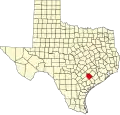 State map highlighting Lavaca County