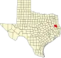 State map highlighting Nacogdoches County
