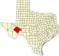 State map highlighting Pecos County