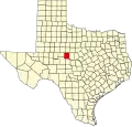 State map highlighting Runnels County