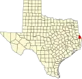 State map highlighting Sabine County