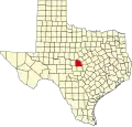 State map highlighting San Saba County