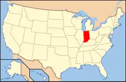 Indiana's location in the United States