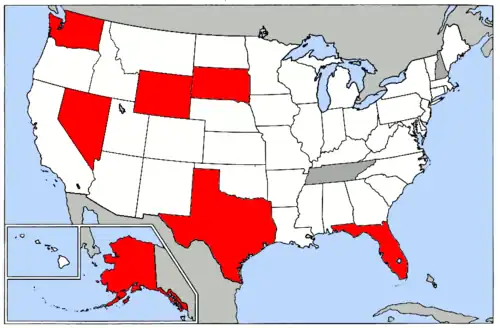 States with no personal income taxes