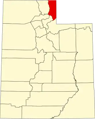 Map of Utah highlighting Rich County