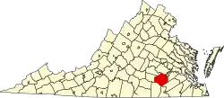 State map highlighting Dinwiddie County