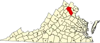 Map of Virginia highlighting Fauquier County