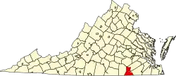 State map highlighting Greensville County