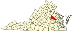 State map highlighting Hanover County