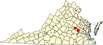 Map of Virginia highlighting Henrico County